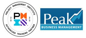 PMI Authorized Training Partner badge cobrand with Peak Business Management logo